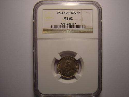 South Africa 1924 6D NGC graded MS62 RARE!!!! Crazy R1 Start!!!