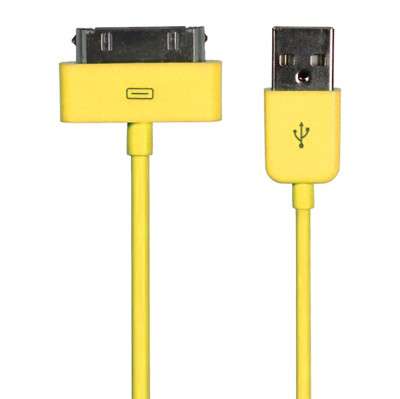 Apple USB DATA Cable Yellow for iphone 4Gs/4/3Gs/3G/ipods/ipads