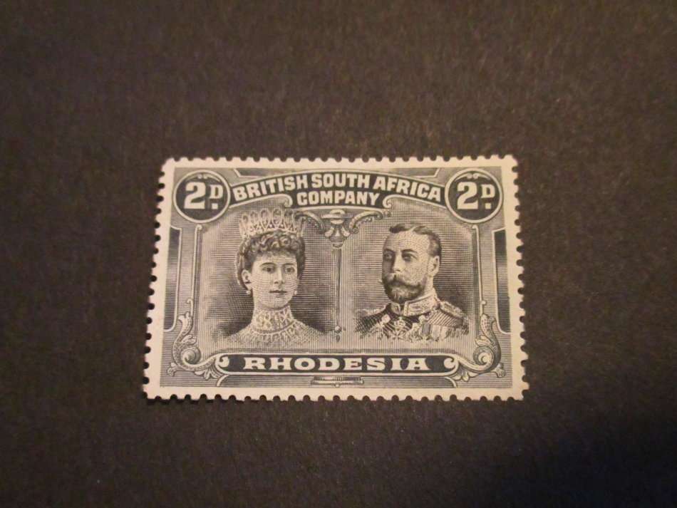 RHODESIA BSAC 1910 DOUBLE HEADS 2D