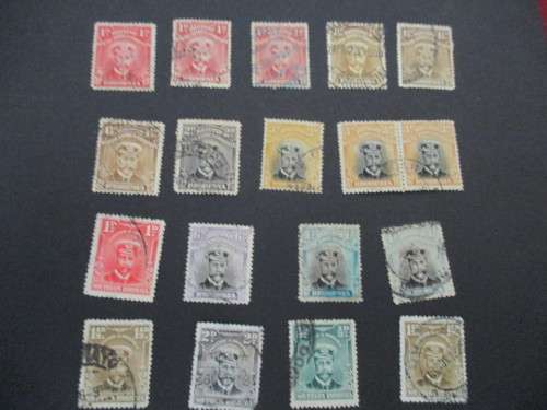 RHODESIA BSAC 1913 1 SEPT - 1922 DEFINITIVE ISSUE . ADMIRALS .18 USED STAMPS UNCHECKED