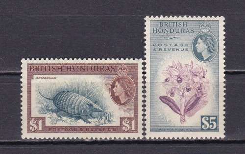 BRITISH HONDURAS - QE I I - 1953 - SG 188 $ 1 UMM AND SG 190 $ 5 VERY LMM . CV 60 POUNDS