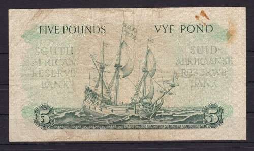 FIVE POUND - MH DE KOCK - C/50 - DATED - 3.6.1956 - AS PER SCAN