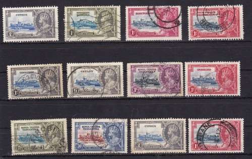 1935 - KG V - SILWER JUBILEE - 12 X STAMPS AS PER SCAN - FINE USED