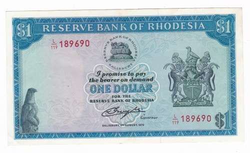 RHODESIA - 1 DOLLAR NOTE - AS PER SCAN