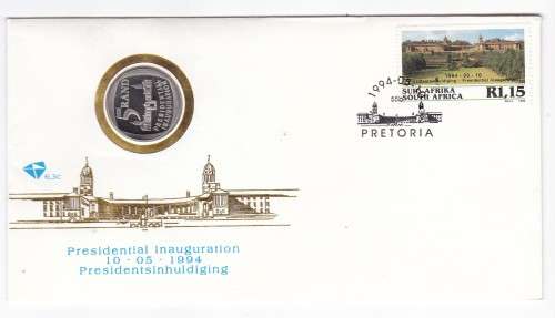 1994 - INAUGURATION OF PRESIDENT MANDELA - FDC AND PROOF COIN - NO STEPS - AS PER SCAN