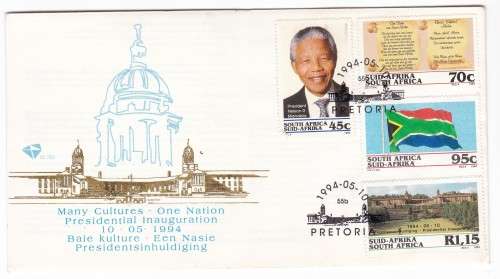 1994 - INAUGURATION OF PRESIDENT MANDELA - FDC AND PROOF COIN - NO STEPS - AS PER SCAN