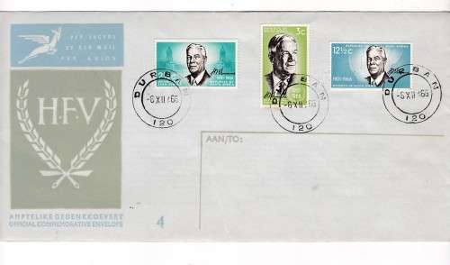 RSA - FDC - 3 X DIFF FDC WITH DIFF CANCELATIONS - 1966 - VERWOERD COMMEMORATION