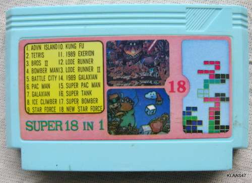VINTAGE GAME CARTRIDGE : SUPER 18 IN 1 : **GAMES ARE NOT TESTED**