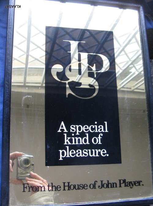 JPS : FRAMED MIRROR : 32.5x47cm : FROM THE HOUSE OF JOHN PLAYER.