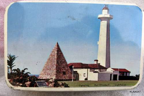 Port Elizaberth  Lighthouse (ligtoring ): emty tin : Turnwrights : 18x11.5x4cm :**some dents**