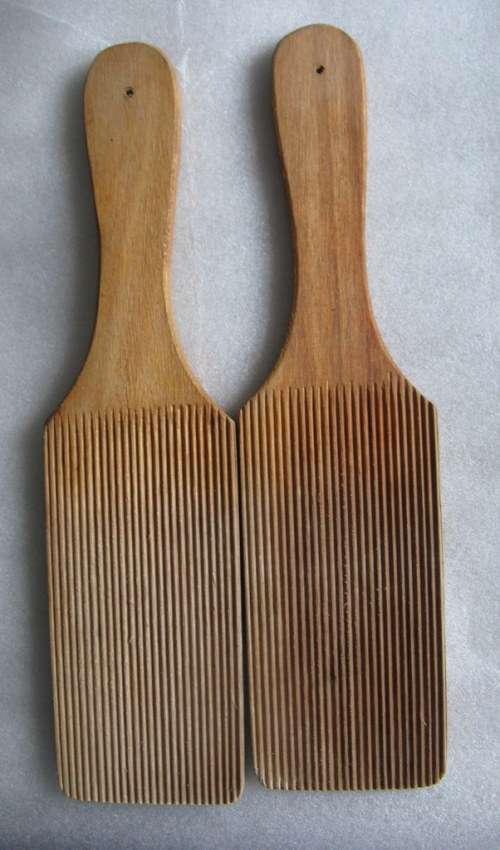 Vintage pair grooved Butter Paddles : used : 30.6cm long 7.8cm wide