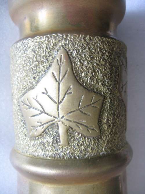 TRENCH ART : BRASS SHELL CASING : DATED - 1916 : 9cm BASE DIAM : 29.3cm HIGH