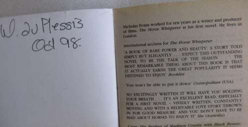 The horse Whisperer by Nicholas Evans paperback 1998