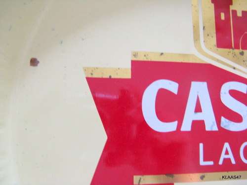 ROUND TRAY : CASTLE LAGER : 30.5cm DIAMETER : **NOTE MARKS, SCRATCHES, ETC**