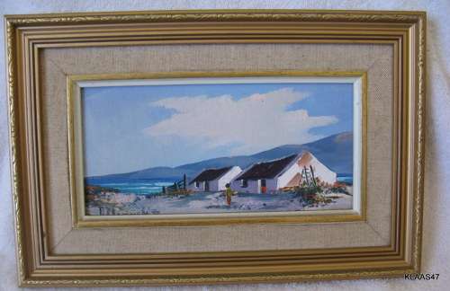 FISHERMANS COTTAGES : H. MOMMEN : OIL PAINTED ON BOARD