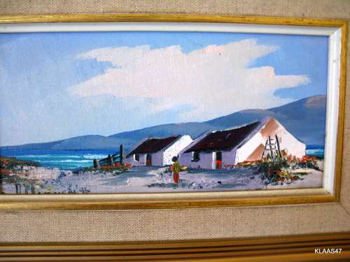 FISHERMANS COTTAGES : H. MOMMEN : OIL PAINTED ON BOARD