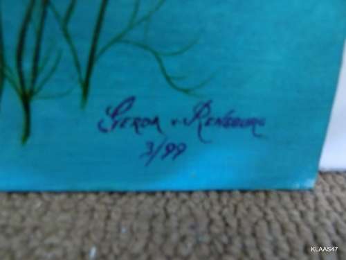 COSMOS : GERDA V RENSBURG : PAINTED ON CANVAS AND MOUNTED ON HARDBOARD : 15X26CM