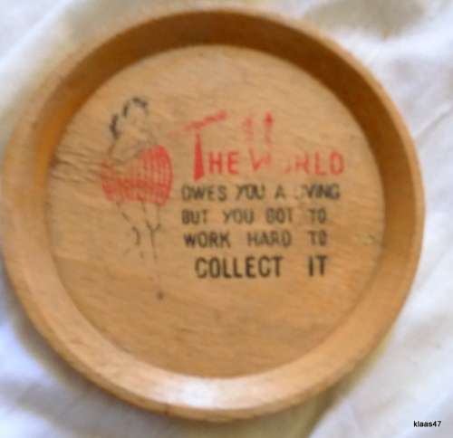 SILENCE - GENIUS AT WORK : Vintage Wooden Tray and Coasters : Tray 30.5 x 21cm : 6 Coasters