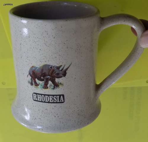 STONEWARE BEER MUG : RHODESIA : 12cm HIGH