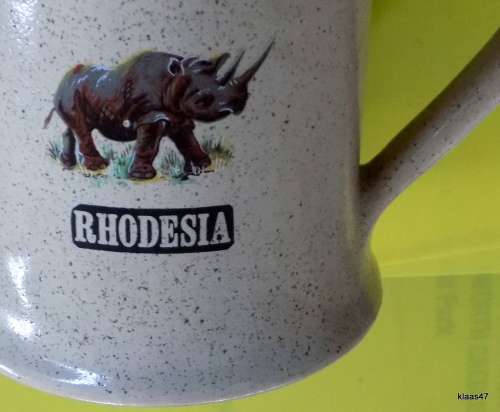 STONEWARE BEER MUG : RHODESIA : 12cm HIGH