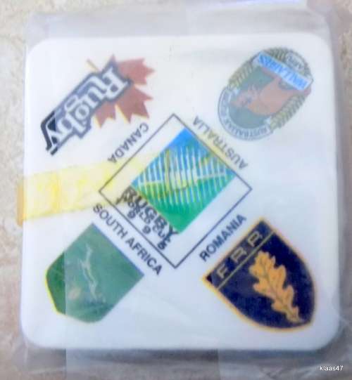 4 COASTERS - RUGBY WORLD CUP 1995 - 8.7cm SQUARE
