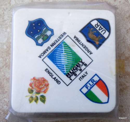 4 COASTERS - RUGBY WORLD CUP 1995 - 8.7cm SQUARE