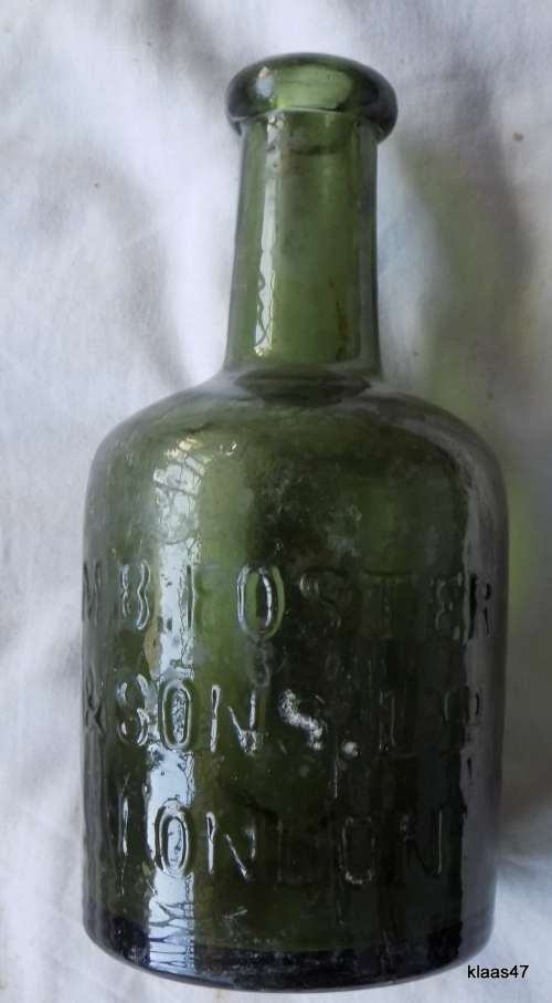 Vintage Green Glass bottle : M.B.Foster & Sons Ltd - London - 16cm High