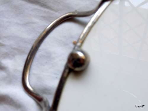 1940`s Germany Ceramic Cake Plate with metal rim