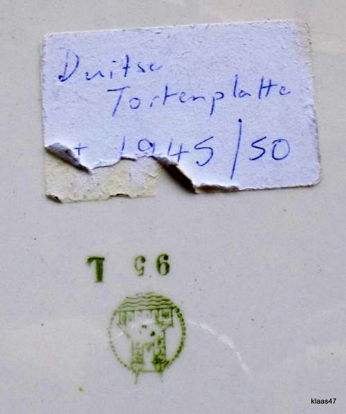 1940`s Germany Ceramic Cake Plate with metal rim