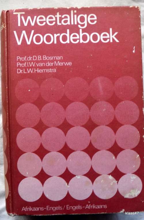 Tweetalige Woordeboek Afrikaans - Engels hardeband  7de druk 1977
