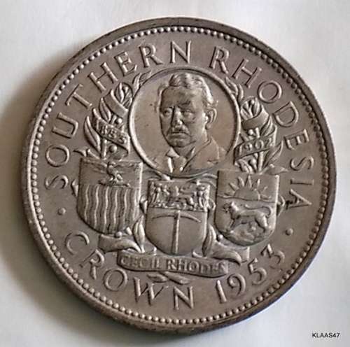 Silver World Crowns: Southern Rhodesia, Rhodes Crown 1953