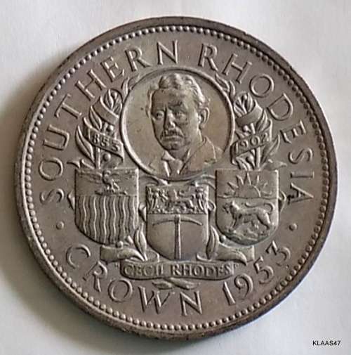 Silver World Crowns: Southern Rhodesia, Rhodes Crown 1953