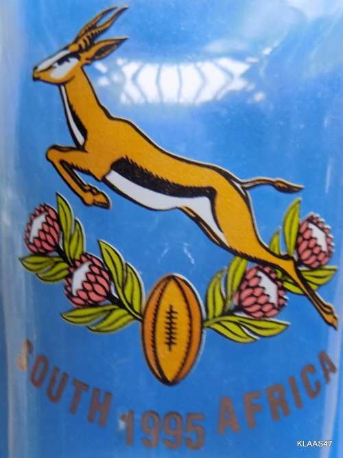 Arcoroc South Africa 1995 Springbok Rugby Emblem Beer Glass -   15cm High