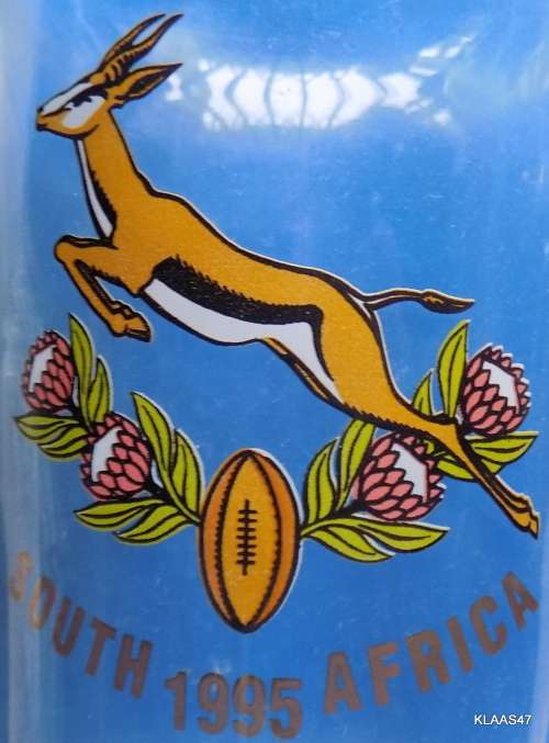 Arcoroc South Africa 1995 Springbok Rugby Emblem Beer Glass -   15cm High