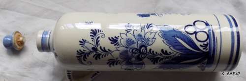 Delfts Blue and White Hand Painted Porcelain Bottle Made in Holland