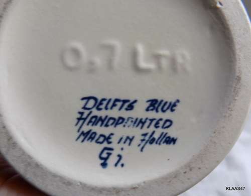 Delfts Blue and White Hand Painted Porcelain Bottle Made in Holland