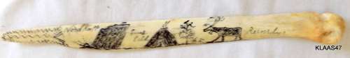 Vintage 1963 Norwegian Scrimshaw Bone Letter Opener Reindeer Nordkapp : Minne fra Samelus:Honnigsvag