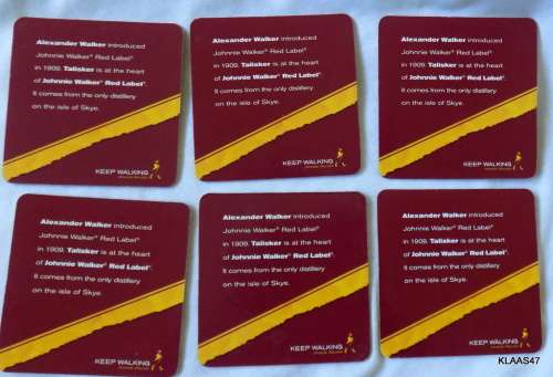 6 pcs Johnnie Walker ... Keep Walking ... Coasters  - Cardboard type
