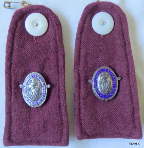 Vintage - SA Nursing Council - Epaulettes (Pair) - With original white buttons - Blue enamel Badges