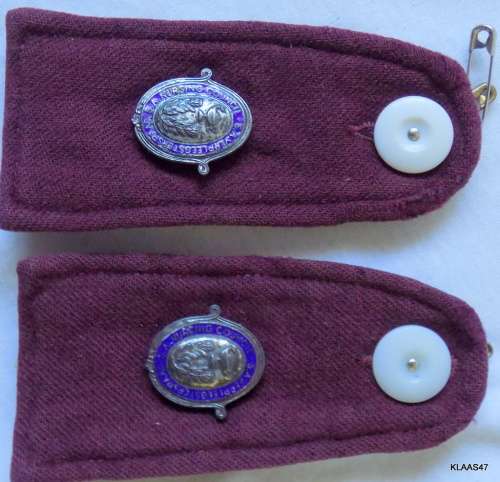 Vintage - SA Nursing Council - Epaulettes (Pair) - With original white buttons - Blue enamel Badges