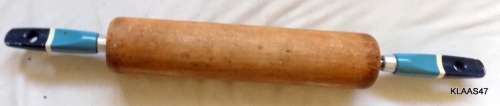 Vintage Skyline Rolling Pin - Blue Handles - Metal pin through - 43cm Long