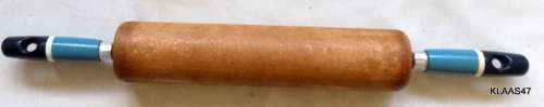 Vintage Skyline Rolling Pin - Blue Handles - Metal pin through - 43cm Long