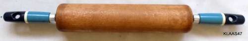 Vintage Skyline Rolling Pin - Blue Handles - Metal pin through - 43cm Long