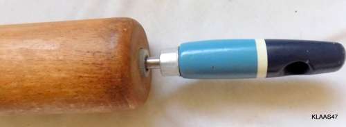 Vintage Skyline Rolling Pin - Blue Handles - Metal pin through - 43cm Long
