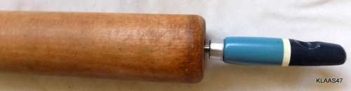 Vintage Skyline Rolling Pin - Blue Handles - Metal pin through - 43cm Long
