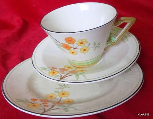 VINTAGE - Burleigh Ware - B&L. Ltd - Made in England - ART DECO - Trio