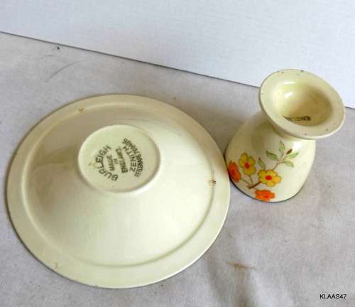 VINTAGE - Burleigh Ware - B&L. Ltd - Made in England - ART DECO - Egg cup on 11.5cm Plate