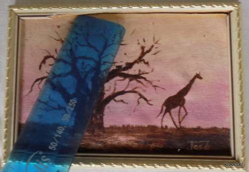 SMALL PAINTING : GIRAFFE : SIGNED JOSE :