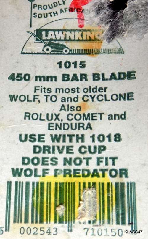 LAWNKING - LAWN MOWER BLADE - 450mm BAR BLADE 06008 MOSPARE (other Blade has no details)