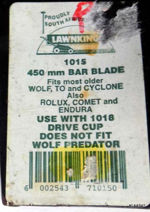 LAWNKING - LAWN MOWER BLADE - 450mm BAR BLADE 06008 MOSPARE (other Blade has no details)